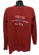Vintage Chaps Ralph Lauren Sweater Mens Large Red Made In USA Cable Knit - £30.15 GBP