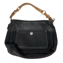 Vintage Coach Black Pebbled Leather Shoulder Bag Satchel Tote Top Zipper Purse - £75.13 GBP