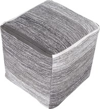 L.R. Resources Pablo Distressed Cubic Pouf Ottoman, 16&quot; X 16&quot;, Grey - £91.11 GBP