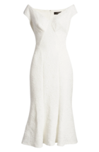 Nwt Tadashi Shoji Agnes Rose In White Jacquard Cap Sleeve Trumpet Dress 4 - $148.50