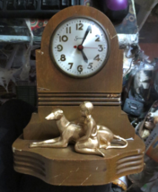 Vintage Sessions Dog Greyhound Boy Mantle Clock model W Wood case - £36.64 GBP