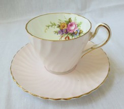 Beautiful Vtg Eb Foley Demitasse Cup And Saucer ~ Flowers Pink Swirl Gold Trim - £15.93 GBP