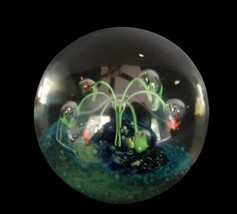 Art Glass Dynasty Gallery Multi Color Flower Aquatic Plant Buliconte Paperweight - £37.33 GBP