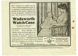 1902 Wadsworth Watch Case Antique Print Ad Mama with Baby Holding Ticking Watch - £9.94 GBP