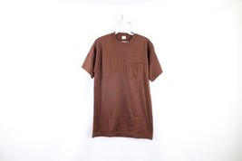 NOS Vintage 60s Streetwear Mens Medium Blank Pocket T-Shirt Brown Cotton USA - £54.49 GBP