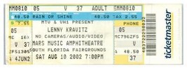 Lenny Kravitz Concierto Ticket Stub August 10 2002 Oeste Palma Playa Florida - £34.36 GBP