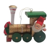 Wooden Train Christmas Ornament Santa Claus Vintage Elf Holiday Decor Wood Xmas - £10.74 GBP