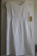 Michael Kors Dress 12 White Swirl Embroidery 100% Cotton Empire Waist - $69.99