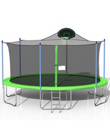 16FT Trampoline with Enclosure Net &amp; Hoop - £406.92 GBP