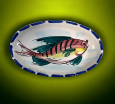 Vintage VIETRI Italy Al Mare Fish Oval 8” x 5” Bowl Dish Wall Plate Hand-Painted - £36.62 GBP