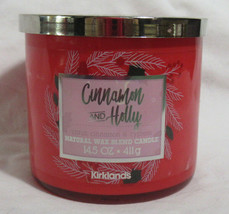 Kirkland's 14.5 oz Large Jar 3-Wick Candle Natural Wax Blend CINNAMON & HOLLY - $27.08
