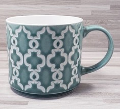 Over and Back Green Embossed Stoneware 14 oz. Coffee Mug Cup  - £11.52 GBP