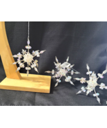 Lot 3 Snowflake Iridescent Beaded 5&quot; 3-D Ornaments Iridescense Beads - $518.06 MXN