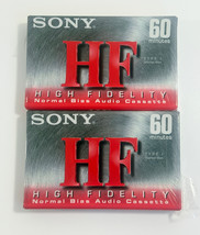 LOT OF 2 Sony 60 min. Cassettes Tapes Blank HF High Fidelity Audio - $3.95
