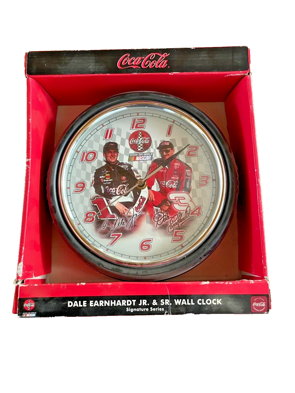 Dale Earnhardt Jr And Sr Round Wall Clock Nascar And Coca Cola Collectable - £6.62 GBP