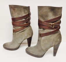 FRYE Women&#39;s HARLOW Multi Strap Boots Booties Distressed Suede Leather G... - £93.22 GBP