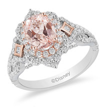 Enchanted Disney Aurora Oval Morganite and Diamond Scallop Frame Engagement Ring - £88.21 GBP