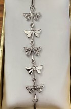 Dragonfly Diamond Accent Bolo Bracelet in Sterling/ Stainless Steel/ Platinum - £20.40 GBP