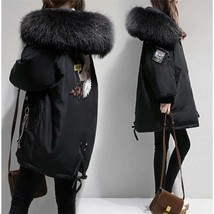 ZQLZ Winter Coat Women 2020 New Embroidery Casual Hooded Collar Loose Long Parka - £71.21 GBP