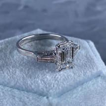 3 Stone IGI 2.05Ct D-VVS2 Emerald Cut Lab Grown Diamond Ring 14K Gold 3.... - $2,239.60