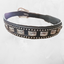 Nocona Black Leather Belt Square Silver Conchos Size 24" image 2