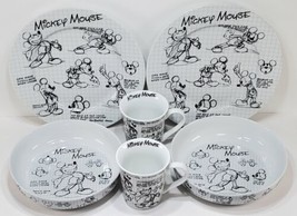 Disney Mickey Mouse Sketch Book Dinner Plates Dinner Bowls &amp; Tea / Coffe... - £58.78 GBP