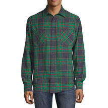 Arizona Men&#39;s Long Sleeve Flannel Shirt MEDIUM Navy Tartan Button Front NEW - £18.97 GBP