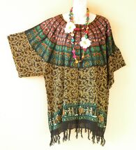 KB655 Tribal Batik Tunic Plus Kimono Poncho Hippy Women Blouse Top up to 3X - $24.90