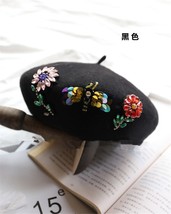 202111-shi autumn  felt colour  rhinestone    honey  flower  lady beret hat   wo - £111.65 GBP