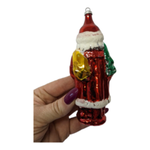 Vintage (Western Germany) 5.5&quot; Mercury Glass Santa Christmas Figural Ornament - £14.35 GBP