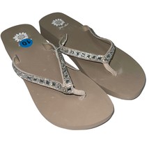 Yellow Box Flip Flops Womens Saydee Sparkle Jeweled Rhinestone Taupe Tan Sandals - £38.57 GBP