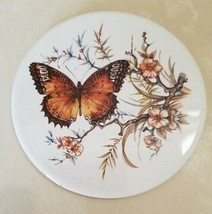 Vintage Tile Trivet Brown Butterfly in Flowers Retro Mid-Century 6&quot; - £15.94 GBP