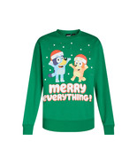 Bluey Men&#39;s Christmas Merry Everything Light Up Graphic Sweatshirt, Gree... - £31.26 GBP