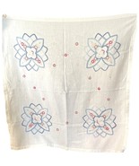 Vintage Square Card Table Tablecloth – 33.5x31.5 Embroidered Cotton Floral - $24.76 CAD