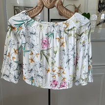Bershka Floral Flowy Crop Top Off Shoulder Blouse XS - $377.69 MXN