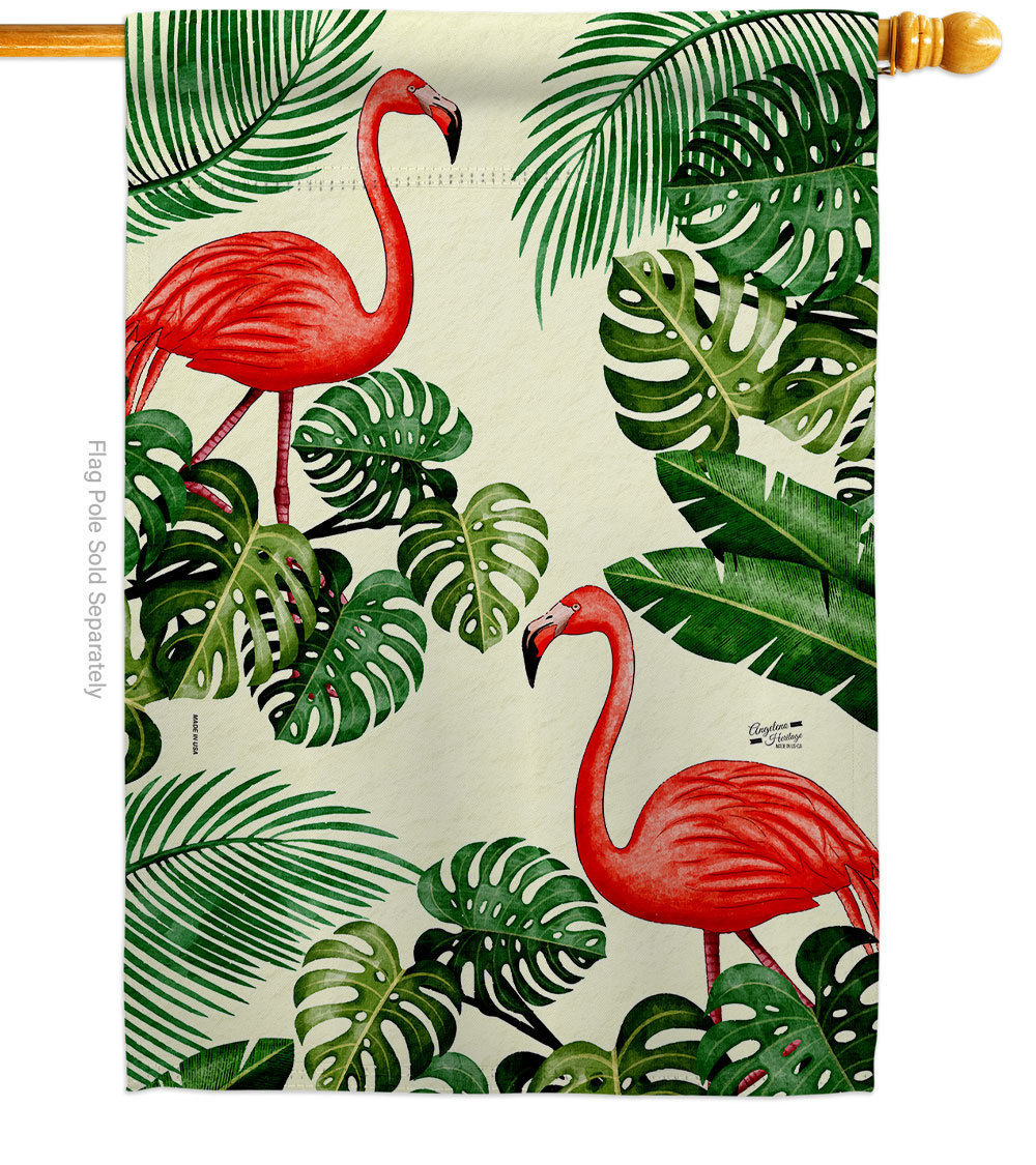 Paradise Flamingos House Flag Birds 28 X40 Double-Sided Banner - $36.97