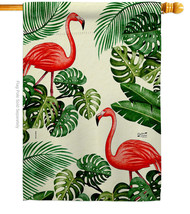 Paradise Flamingos House Flag Birds 28 X40 Double-Sided Banner - £29.38 GBP