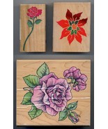 SET OF 3 FLORAL-RELATED STAMPS - BRAND NEW, Made in USA - £21.01 GBP