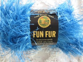 1-1/2 Oz. Lion Brand Fun Fur Prints &quot;Eyelash&quot; Polyester #106 Bright Blue Yarn - £1.57 GBP