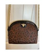 Bee Charm Faux Fir Leopard Dome Shoulder Bag with Gold Chain Strap NWOT - $49.50