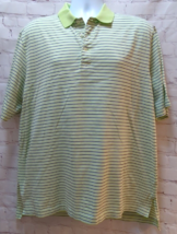 Polo Ralph Lauren Golf L large green white blue striped cotton polo shirt - $16.82