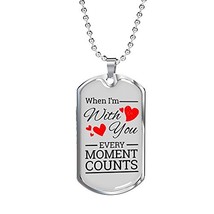 Express Your Love Gifts When I&#39;m with You Necklace Engraved Stainless Steel Dog  - £47.43 GBP