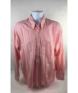 Lacoste Mens Button Down Shirt White Coral Striped Long Cuffed Sleeves P... - $13.85