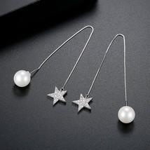 LUOTEEMI Cute Star Long Drop Earrings for Women Tassel Imitation  Jewelry  Boucl - £16.51 GBP