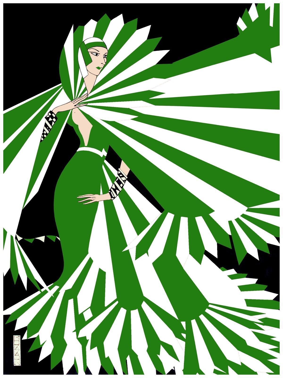 Decorative Poster.Interior wall art design.Art Decor.Deco Girl.Green.3886b