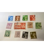 12 Vintage Mix British Stamps Of Queen And King By Machin In1924. set 6/... - £8.17 GBP