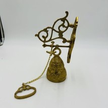 Vintage Wall Mount Brass Bell Door Knocker Monastery W/ Chain Hollywood ... - $140.25