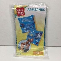 Play Day Armbands 6.25&quot;X5.5&quot;X4.5&quot; Inflated Kids Pool Summer Fun Blue Fis... - £7.85 GBP