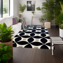 Handmade woolen pile Geometri design are rugs color Black size8x10ft Modern Home - £261.56 GBP