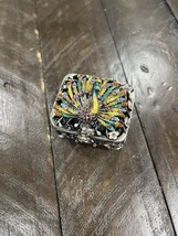Vintage Peacock Enamel Rhinestone Floral Tree Footed Trinket Box Heavy H... - $464.39 MXN